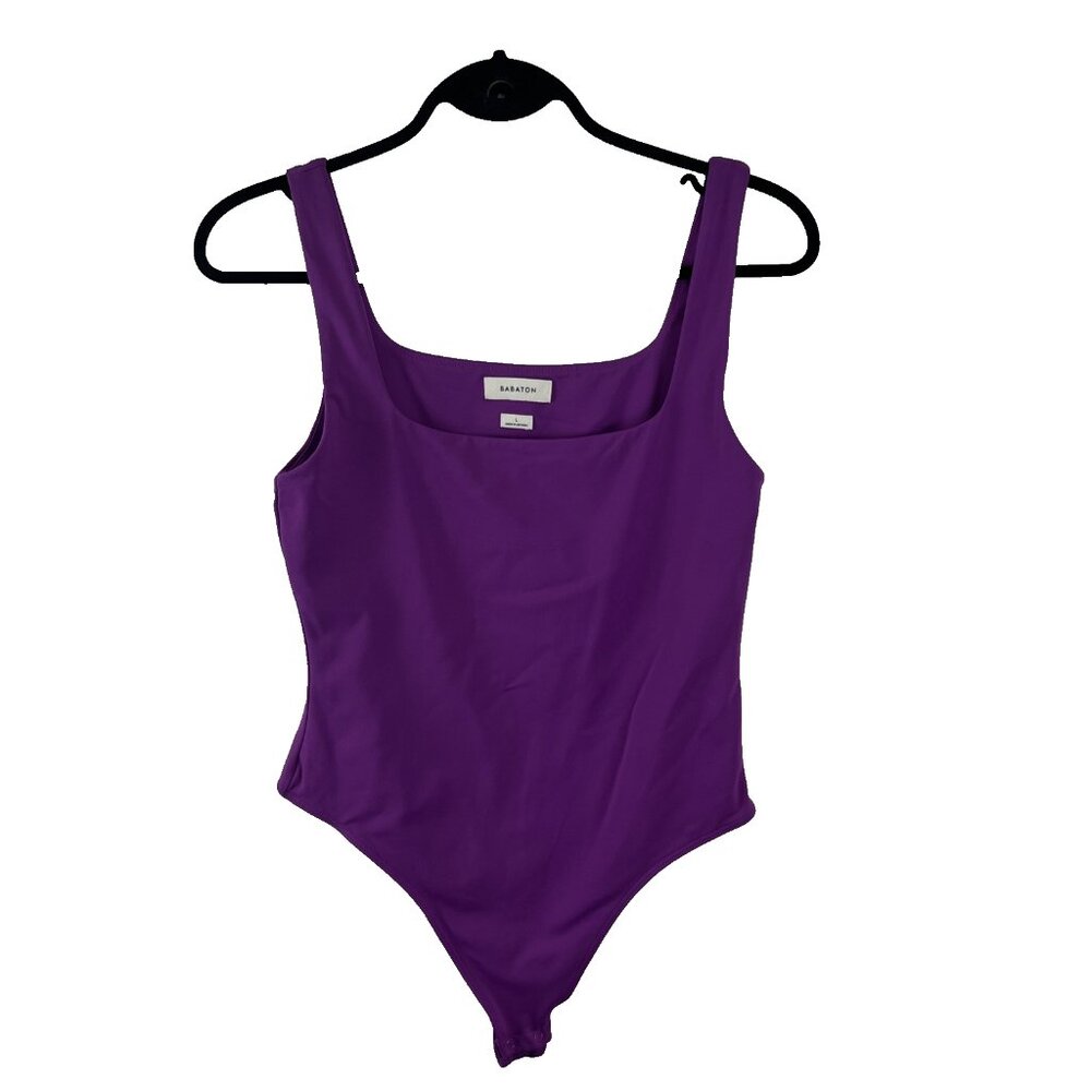 Aritzia Babaton Purple Square Neck Tank Bodysuit Womens Size L